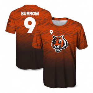 NFL Cincinnati Bengals Joe Burrow #9 Orange Performance T-Shirt Youth L 14–16